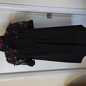 Black Dress with Floral Sheer Sleeves